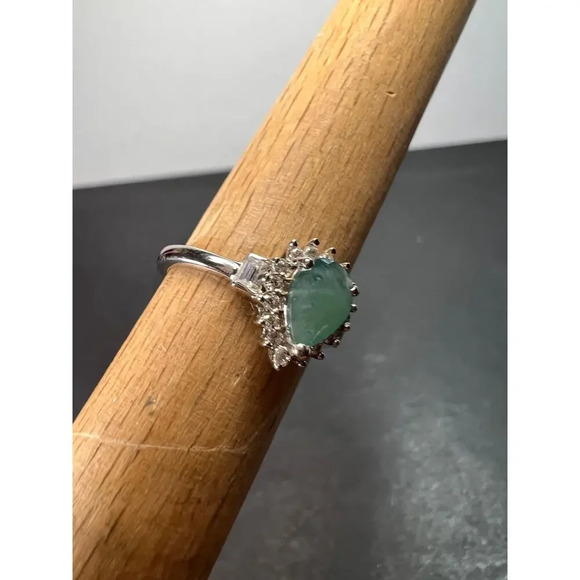 Grandidierite halo ring in platinum over sterling silver size 5 - Picture 4 of 11